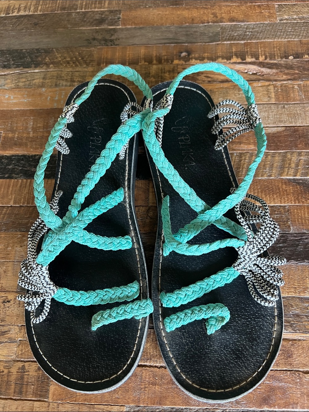 Braided Turquoise Strappy Women’s Sandals